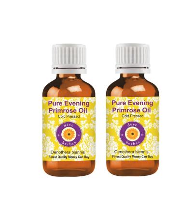 DEve Herbes Pure evening Primel oil (Oenothera Biennis) natural therapeutic quality cold -pressed (Pack of Two) 100ml X 2 (6.76 oz)