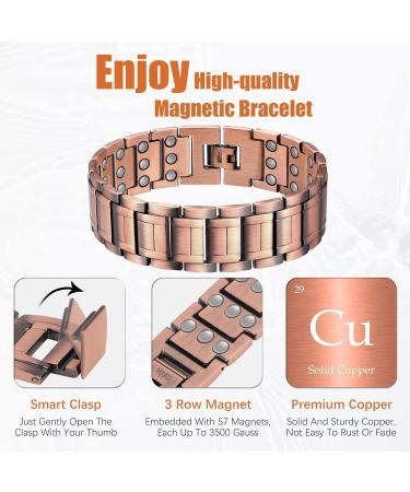 Jeracol 99.99% Solid Copper Magnetic Bracelet for Men - Ultra Strength Magnets - Adjustable Size - Jewelry Gift Box - Valentine's Day Gift - Buy Online on GoSupps.com