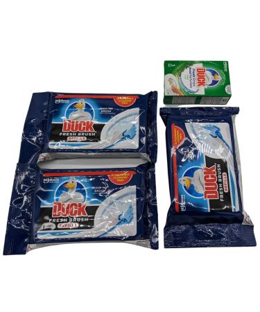 Toilet Cleaner Duck Bundle With 3x Duck Toilet Cleaner Fresh Brush Refills 12pads And Duck Pine Toilet Cleaner Fresh 3 Strips - Bathroom Cleaner Disposable Toilet Brush