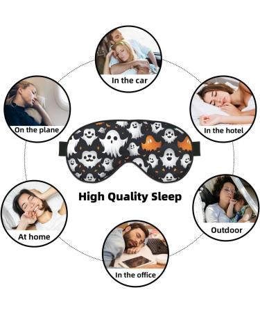SSIMOO Cute White Ghost Halloween Sleep Mask - Adjustable Breathable Eye Mask for Ultimate Comfort | Perfect for Travel & Rest - Buy Online on GoSupps.com