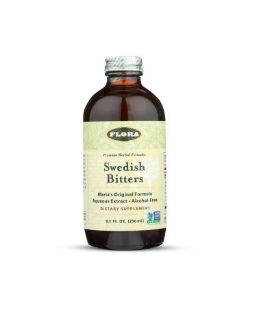 Flora Swedish Bitters - Vegan Digestive Health Supplement - Maria's Original Formula - Includes Angelica Root Valerian Root Myrrh Resin & More - Non-GMO & Kosher - 8.5 fl. oz Glass Bottle 8.5 Fl Oz (Pack of 1)