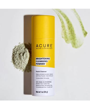 Acure Brightening Cleansing Powder | Water-Activated Cleanser with Rice Broccoli Kale & Spirulina | Moisture Retaining & Skin Refining | 1 oz | International Shipping Available - Buy Online on GoSupps.com