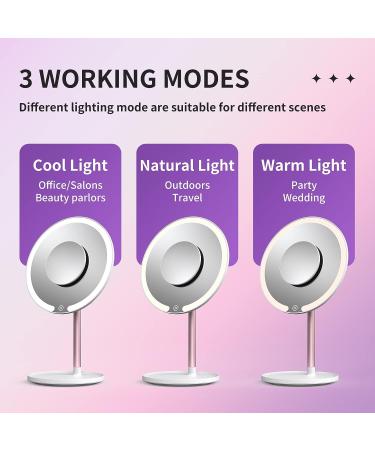 Hrbzo LED Lighted Makeup Mirror 5X Magnification | Handheld Travel Mirror with LED Lights & 360 Rotation Stand | Rechargeable & Dimmable | Perfect for Makeup Application - Buy Online on GoSupps.com