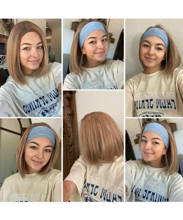 HAIRCUBE Brown Blonde Bob Wigs for Women - Highlight Front Lace Natural Wig with Dark Roots - Shop Internationally! - Buy Online on GoSupps.com
