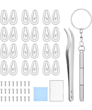 Vastar Glasses Repair Set - 12 Pairs Silicone Nose Pads 24 Screws 3-in-1 Screwdriver Cleaning Cloth & Tweezers | International Shipping - Buy Online on GoSupps.com