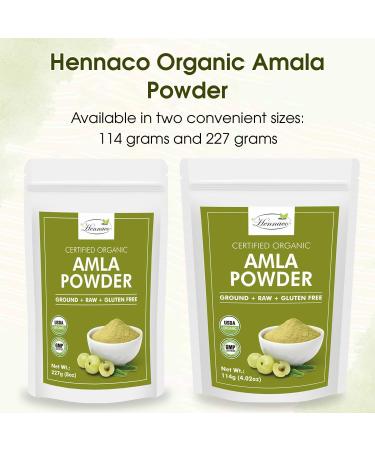 Hennaco Organic Amla Powder | Pure Indian Gooseberry for Cooking & Smoothies | USDA Organic | 227g Resealable Zip Lock Pouch - Buy Online on GoSupps.com