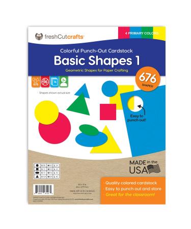 FreshCut Crafts | Basic Shapes Circles  Triangles  Squares  Ovals  US Made Card Stock Punch Out Geometric Shapes for Math  Pattern Play and Crafting  676 Shapes in 3 Sizes and 4 Primary Colors Primary - Circle  Triangle ...
