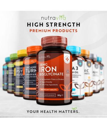 Nutravita Iron Tablets 28mg - 180 Vegan Tablets | Reduce Fatigue & Boost Energy | 3-Month Supply | Made in UK - Buy Online on GoSupps.com
