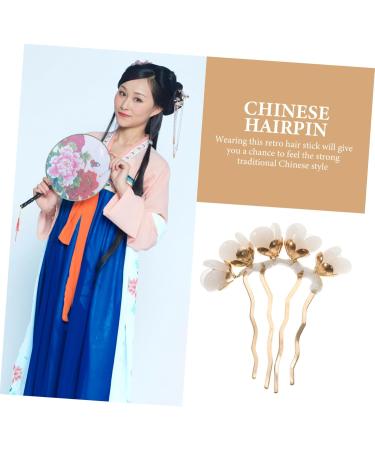 minkissy Petal Hairpin Jade Hair Forks Jade Hair Clip Hair Hanfu Hair Accessories Jade Hair Chopstick Retro Headpiece French Pin Women Hair Chopstick Bride Costume Hosta White - Buy Online on GoSupps.com