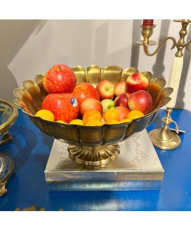 Fruit Bowl Brass Petal Design Metal Fruit Holder Basket Living Room Decoration Retro Ornament Kitchenware Gift 28x28x15cm - Buy Online on GoSupps.com