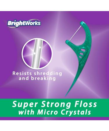 270 Piece BrightWorks Fresh Mint + Whitening Dental Flossers, with Super-Strong Floss for Adults, with Mint-Flavored Floss and Micro-Crystals, 90 Count (Pack of 3) - Buy Online on GoSupps.com