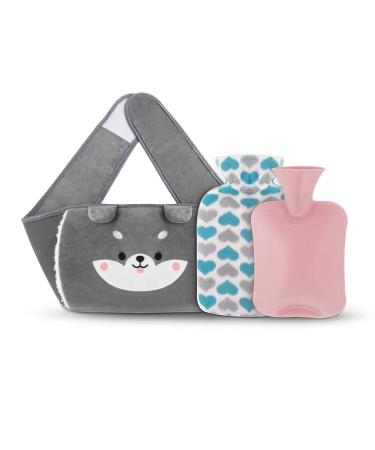 Yungden heat bottle belts hot water bottle with waist cover 120cm extended cute removable heat bottle to tie up hot water bottle for belly hands shoulder back and legs gray + pink + pink + pink