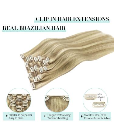Doores 18 Inch Remy Clip-In Hair Extensions - Light Blonde Highlights (Gold Blonde) 120g - 7 Pieces 45cm Real Hair - Buy Online on GoSupps.com