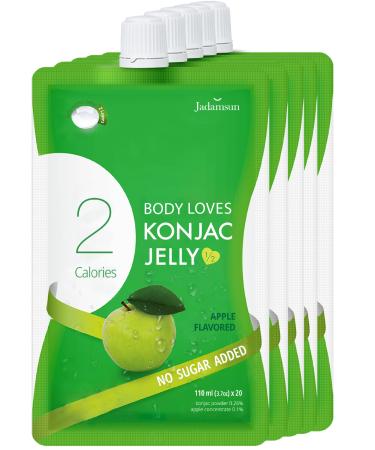 Jadamsun Body Loves Konjac Jelly (Apple, 20pc) - Korean Low Calorie Healthy Fruit Smoothie. Sugar Free Asian Snack for Diet.