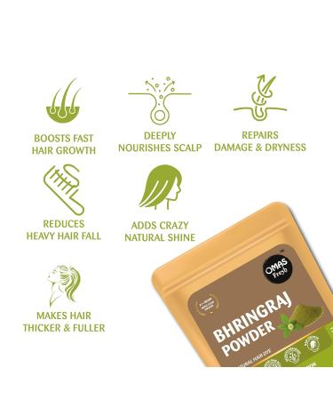Omas Fresh 100% Pure Bhringraj Powder 227g | Natural Herbal Powder for Hair Care | Chemical-Free & Premium Quality | Ideal for Scalp Cleansing & DIY Hair Masks - Buy Online on GoSupps.com