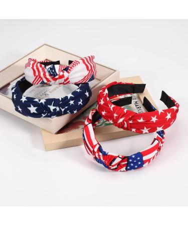 Budsmile American Flag Headbands - 4th of July Patriotic Bow Knotted Wide Headband Set - Buy Online on GoSupps.com