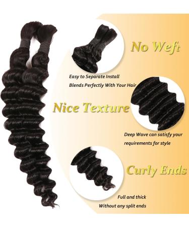 Human Braiding Hair For Micro Braid Deep Wave Bulk Human Hair for Braiding 100% Unprocessed Natural Black Human Braiding Hair for Boho Braids(1B# 20 Inch 2 Bunldes (100g) 20 Inch 2 Bunldes (100g) 1B# - Buy Online on GoSupps.com