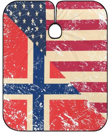 American & Norway Retro Flag Barber Cape - Adjustable Snap Hair Cutting Salon Apron for Adults | International Shipping - Buy Online on GoSupps.com
