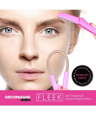 Groomarang Fleek facial hair removal for women - epilator stick + razor blade for styling eyebrows