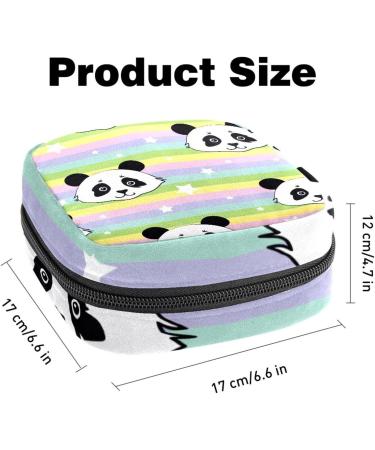 Buy Colorful Menstruation Pad Bag with Zipper | Women's Napkin & Tampon Collection Bags | Color 7 - Rainbow Strips & Panda Stars - Buy Online on GoSupps.com