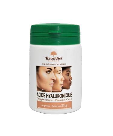 Hyaluronic Acid 420 mg/day | Marine Collagen 180 mg/day | Anti-wrinkle | Anti-aging and Joints | Vitamin C and E | 60 Capsules | Made in France