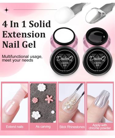 Builder Solid Gel for Nails - Clear & White 3D Sculpting Gel for Press On & Acrylic Nail Extensions - 8ml - Buy Online on GoSupps.com
