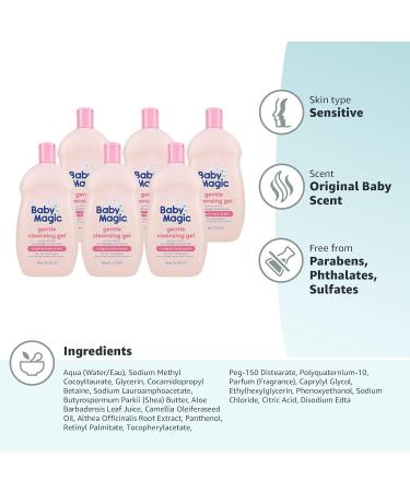 Baby Magic Gentle Cleansing Gel 16.5oz (Pack of 6) - Camellia Oil & Marshmallow Root - Tear-Free Formula, Parabens-Free - Sulfates-Free - Dye-Free | 16.5 Fl Oz - Buy Online on GoSupps.com