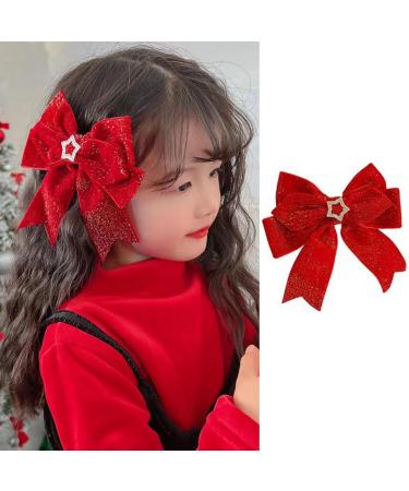 AFBORD Faux Pearl Hair Barrette Double-layeded Bow Clip Women's Exquisite Double-layered Butterfly Bell Star Decor Red Festive New Year Christmas Style C - Buy Online on GoSupps.com