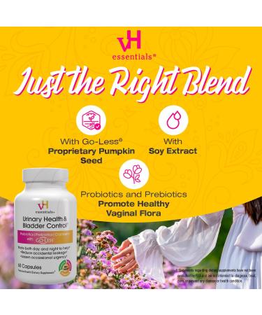vH Essentials Urinary Health & Bladder Control Cranberry Extract Prebiotics and Probiotics 24-Hour Feminine Health Support Reduces Occasional Leakage Supports Vaginal Health 60 Capsules - Buy Online on GoSupps.com