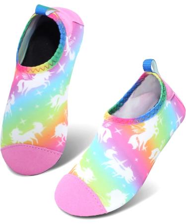 JIASUQI Kids Water Shoes - Quick Dry Barefoot Aqua Socks for Beach & Pool - Multi Horse - Size 5.5/6 UK Child - Buy Online on GoSupps.com