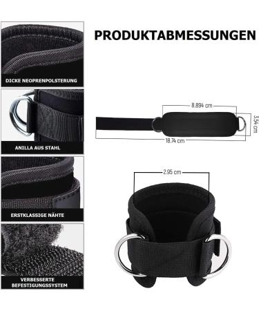 FEVAN Unisex Black Anklets with Pulleys - 2 Pairs Padded Velcro Gym Accessories for Enhanced Performance - Buy Online on GoSupps.com