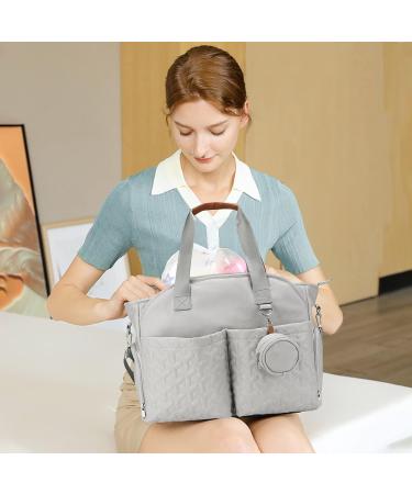 SONARIN Multifunctional Stylish Baby Nappy Changing Tote Bag - Large Capacity Waterproof Satchel Messenger Bag for Travel - Grey - Buy Online on GoSupps.com