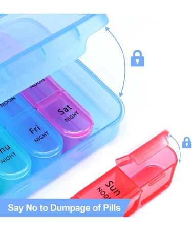 Weekly Pill Organizer - 3 Times a Day Travel Box | 7 Day Moisture-Proof Medicine Organizer for Vitamins & Supplements (Blue - Buy Online on GoSupps.com