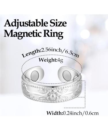 Jecanori Copper Magnetic Rings 2Pcs - Retro Style Solid Copper, 4X Magnets, Adjustable Size - Includes Jewelry Box - 2 Plum Silver - Buy Online on GoSupps.com