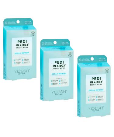 VOESH Pedi in a Box Deluxe 4-Step - Ocean Refresh Scent 3 Pack Pedicure Set At Home Pedicure Foot Soak Foot Mask Foot Spa Pedicure Set Intensive Foot Treatment - Buy Online on GoSupps.com