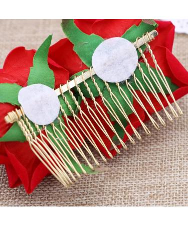 ibasenice Red Garland Hair Flowers Clips- Flamenco Dancer Hairpins Floral Hair Accessory 3D Rose Flower Hair Comb Headpieces Wedding Hair Clip Headwear Barrette Bride Accessories - Buy Online on GoSupps.com
