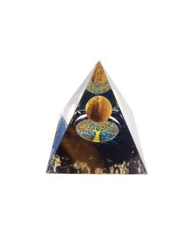 VNSTKWW Moonstone Crystal Orgone Pyramid Ogan Crystal Energy Tower Nature Tiger Eyes Crystal Reiki Chakra Crushed Stone Flower of Life Crystal Orgonite Pyramid Healing Chakra Pyramid Gift for Friend Canary