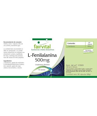 Fairvital | L-phenylalanine 500mg - set pour pendant 3 mois - VEGAN - Fortement dos - 90 capsules - acide amin essentiel - Buy Online on GoSupps.com