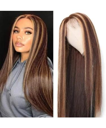 Battnot women wigs with wig cap brown slope just long synthetic natural costume party party full heat -resistant hair wigs women girls hair parts (24 inch brown) 60.96 cm (1 Pack) brown