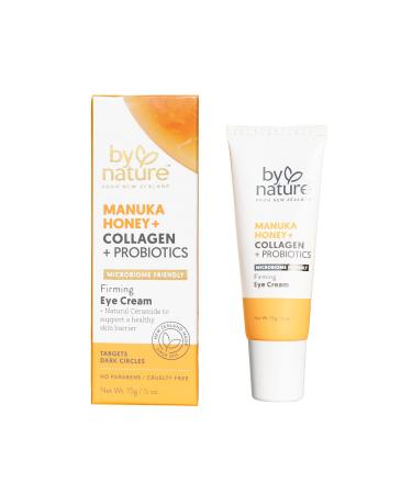 By Nature Eye Cream - Manuka Honey  Collagen  and Probiotics - Hydrating Under Eye Cream for Dark Circles - Skincare from New Zealand - .5oz