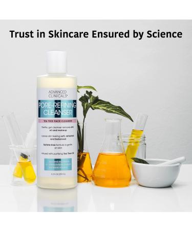 Advanced Clinicals Tea Tree Face Wash 8.2 oz - Pore Refining Gel Cleanser & Makeup Remover - Buy Online on GoSupps.com