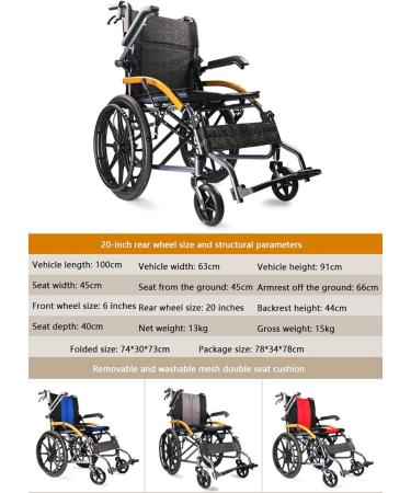 Lightweight Manual Wheelchair Hand Scooter For The Elderly Disabled Ultra-Light Travel Wheelchairs Portable Non-Inflatable Solid Tires Double Brake System Safe And Comfort (Color : D) - Buy Online on GoSupps.com