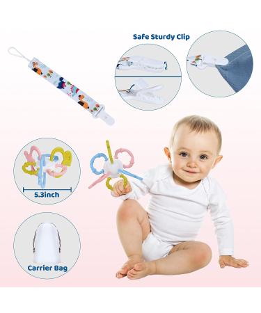 Sensory Teething Toys for Babies 3-24 Months - Baby Rattle Soft Teether with Pacifier Clip | 6 Textures | Gender Neutral Infant Toy - Buy Online on GoSupps.com