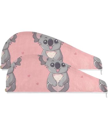 Grey Koala Pink Hair Towel 2 Pack | Super Absorbent Quick Dry Hair Turbans for Women & Girls - Buy Online on GoSupps.com