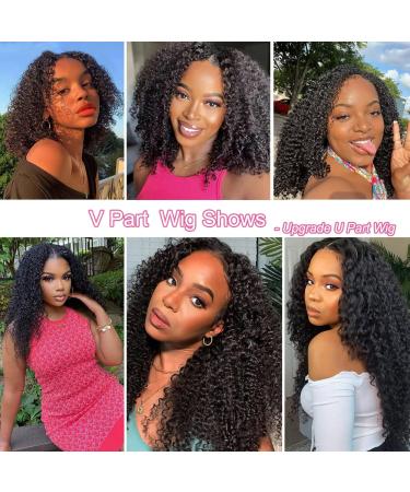 4GIRL4EVER V Part Wig Human Hair Curly 16 Inch - Upgrade U Part Wig for Black Women - Kinky Curly - No Glue Clip In Half Wig - 180 Density - Natural Color - Buy Online on GoSupps.com