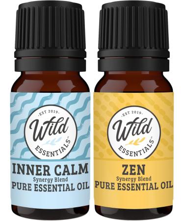 Wild Essentials Inner Calm & Zen Essential Oil Blend Combo Pack - 100% Pure Therapeutic Grade Aromatherapy Relaxation & Meditation 2 x 10 ml Bottles Made in the USA - Buy Online on GoSupps.com