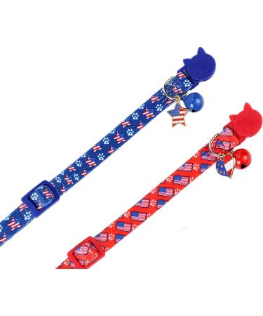 BoomBone 2 Pack American Flag Cat Collar Breakaway with Bell - USA Kitten Collar for 4th of July Independence Day - Buy Online on GoSupps.com