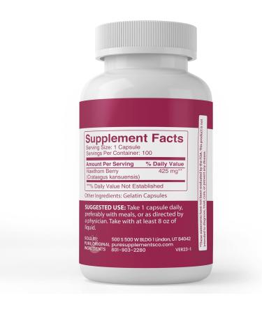 PURE ORIGINAL INGREDIENTS Hawthorn Berry (100 Capsules) Always Pure No Additives Or Fillers Lab Verified - Buy Online on GoSupps.com
