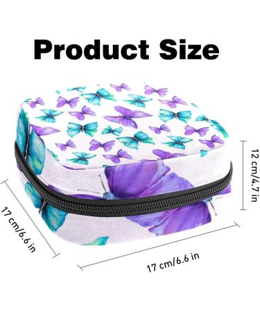 Sanitary Napkin Storage Bag with Zipper for Women & Teens - Purple Green Butterfly Design - Buy Online on GoSupps.com