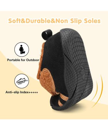JOINFREE Baby Girl First Walking Shoes Anti-Slip Plush Slipper Boys Cozy Toddlers Shoes 8.5/9 UK Black Brown - Buy Online on GoSupps.com